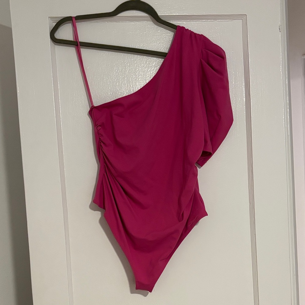 NWT Free People Fuchsia One-Shoulder Kids Bodysuit